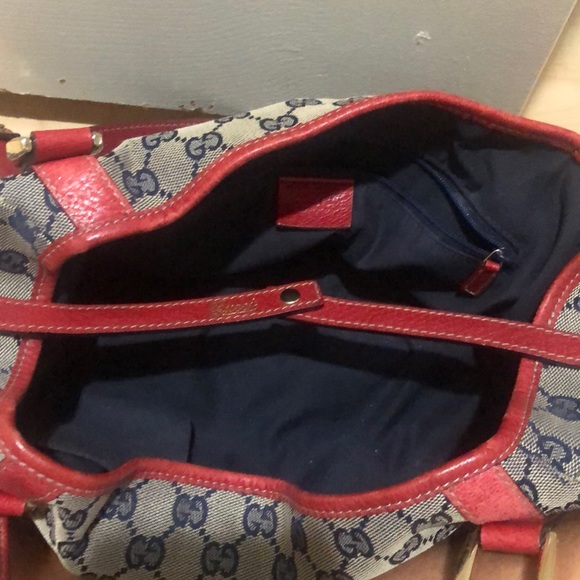 Authentic Red leather and blue fabric Gucci hobo - Picture 6 of 7